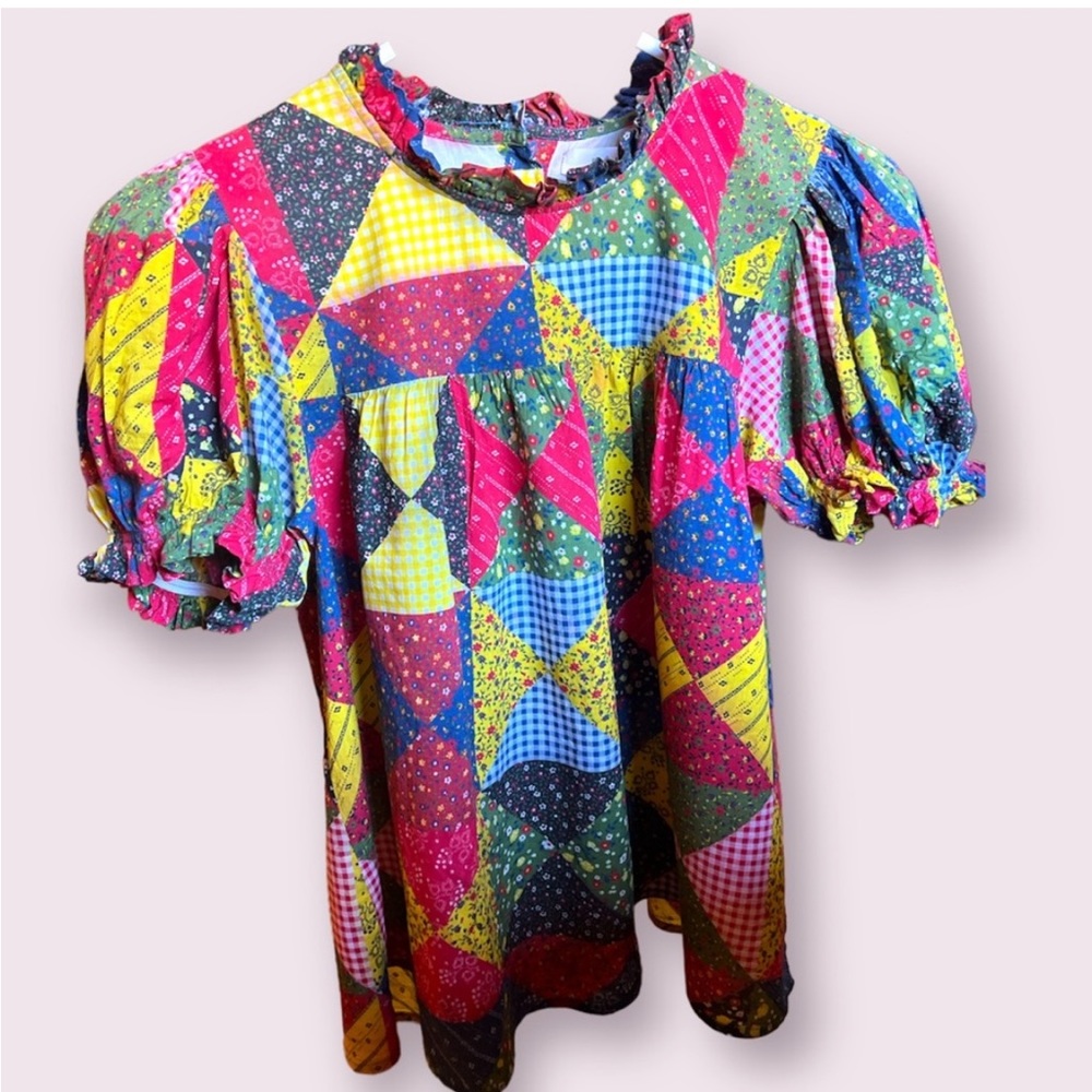 DOEN Alida Countryside Patchwork Puff Sleeve Cott… - image 6